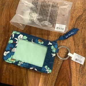 Vera Bradley zip ID case floral Brusts blue zip card case